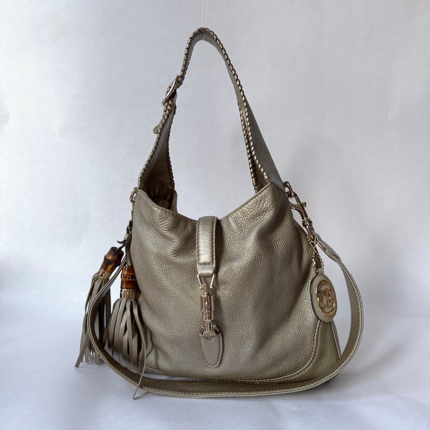 Gucci Gold Metallic Leather Slouchy Jackie Shoulder Bag