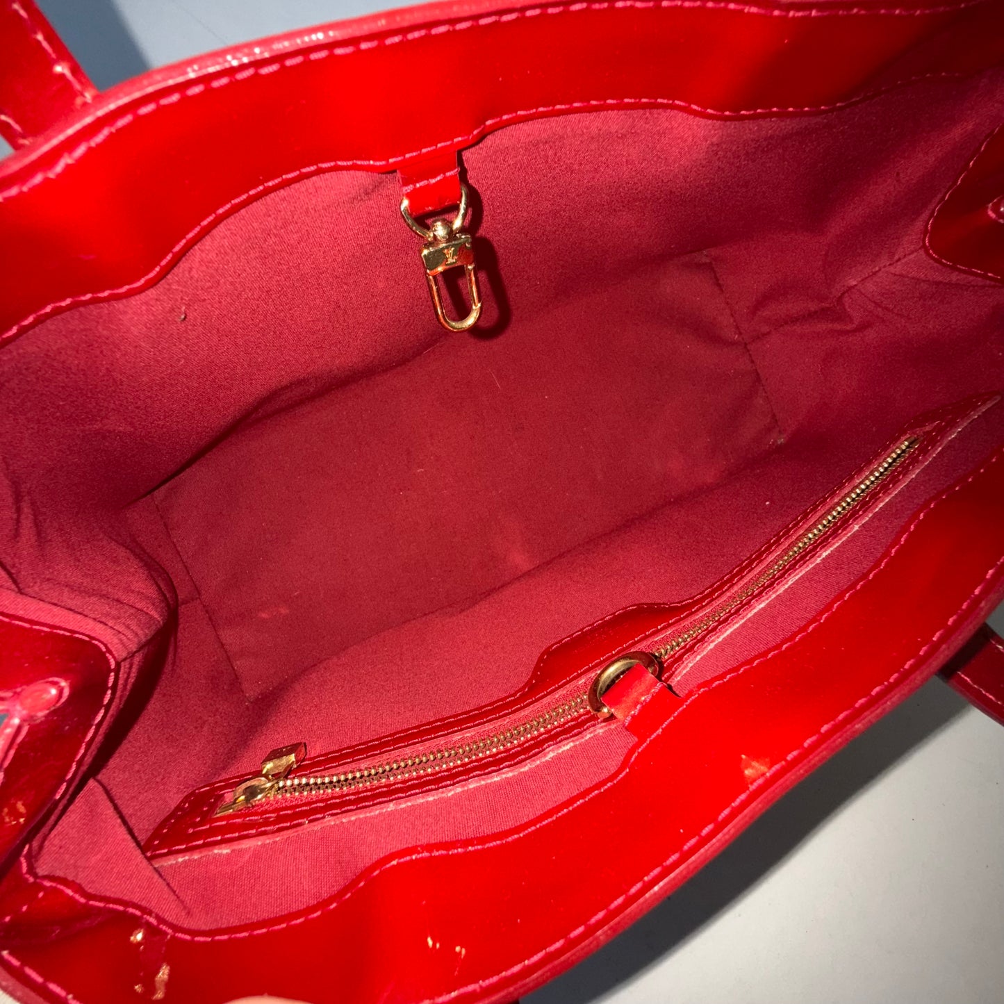 Louis Vuitton Red Vernis Patent Leather Monogram Wilshire PM Tote Bag