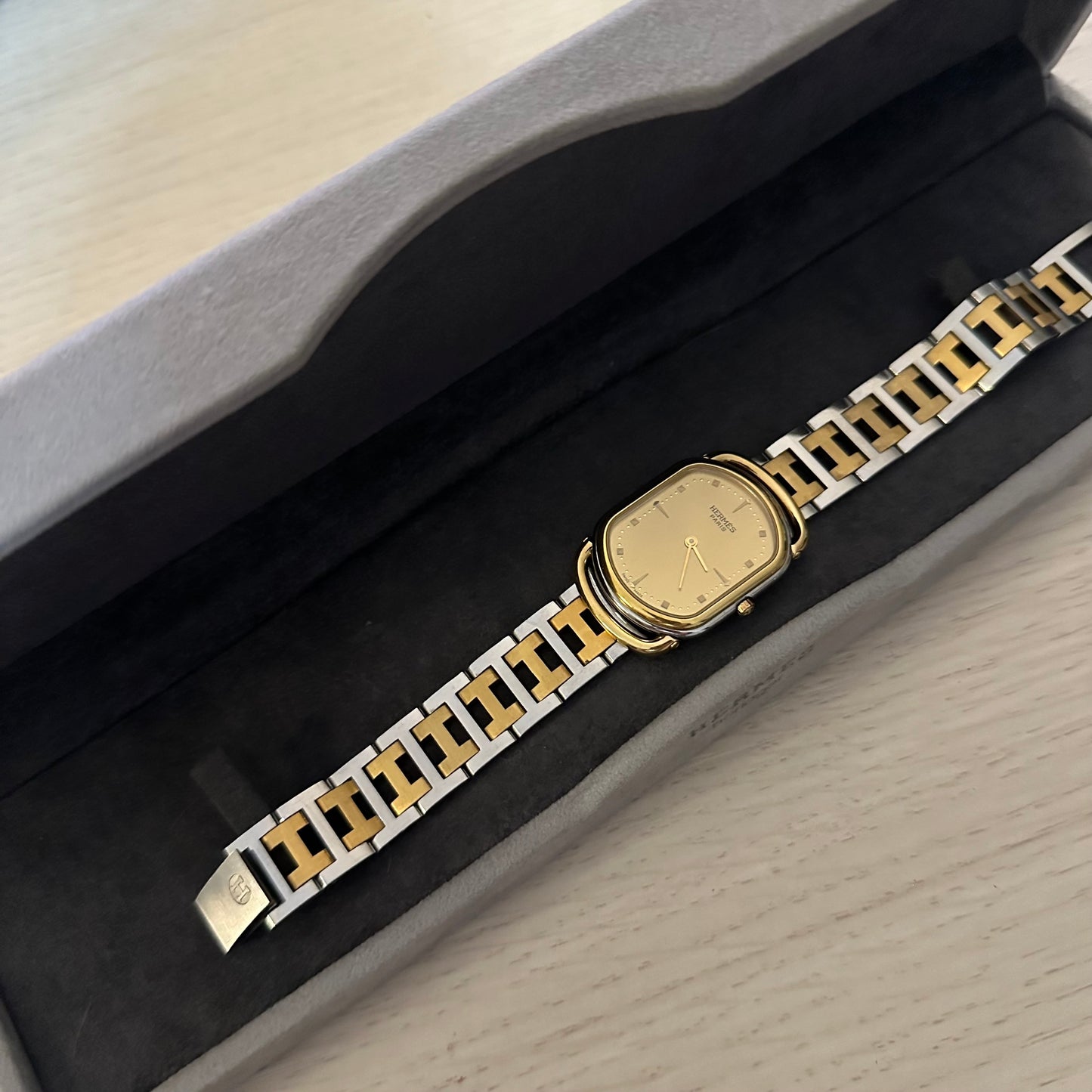 Hermes Unisex Rallye Gold Dial Watch