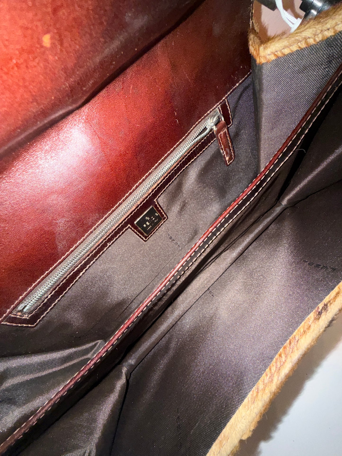 Fendi Ponyhair Squared Baguette Shoulder Bag