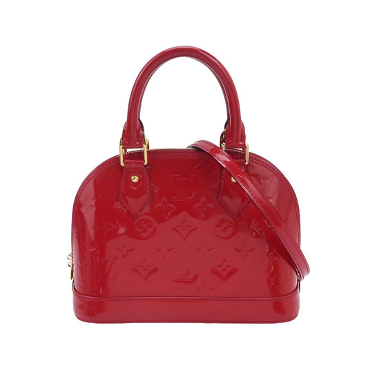 Louis Vuitton Red Vernis Leather Alma BB w/ Crossbody Strap