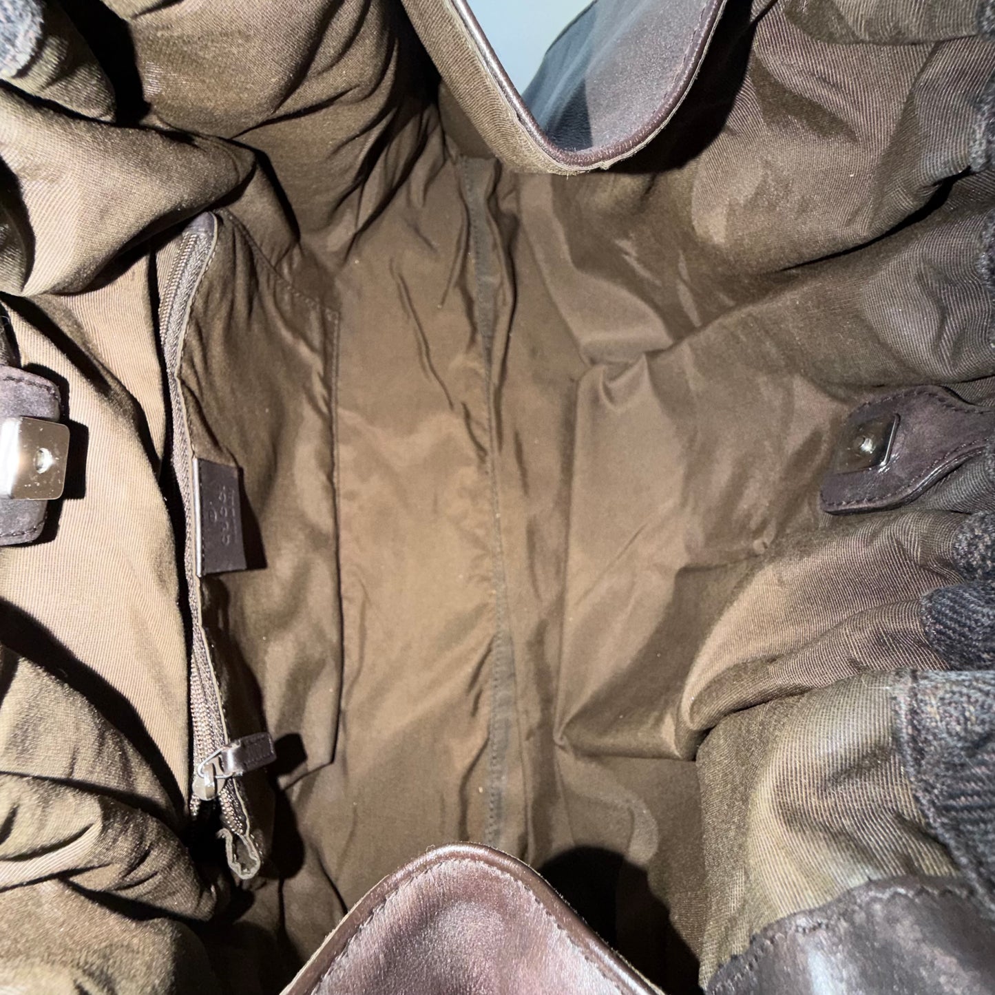 Gucci Brown Canvas Monogram Scrunch Hobo