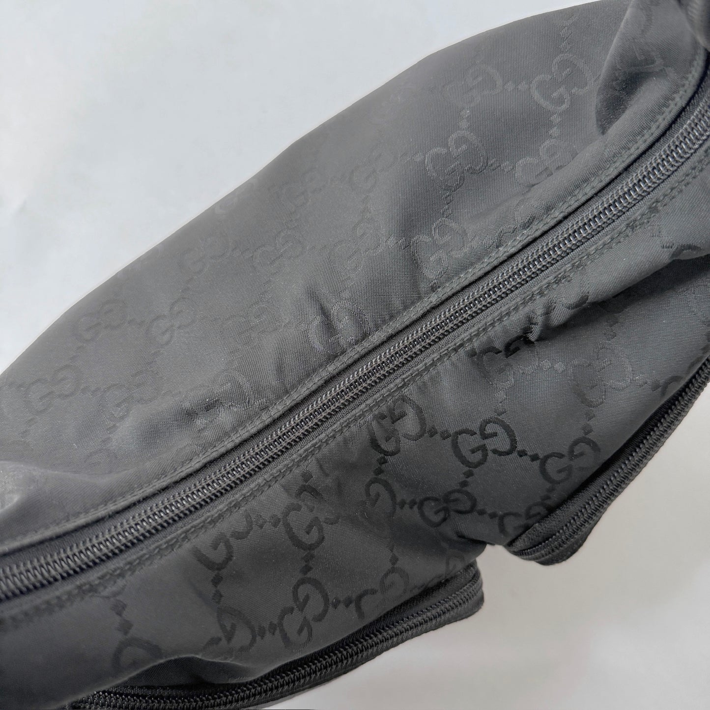 Gucci Black Canvas Monogram Double Pocket Shoulder Bag