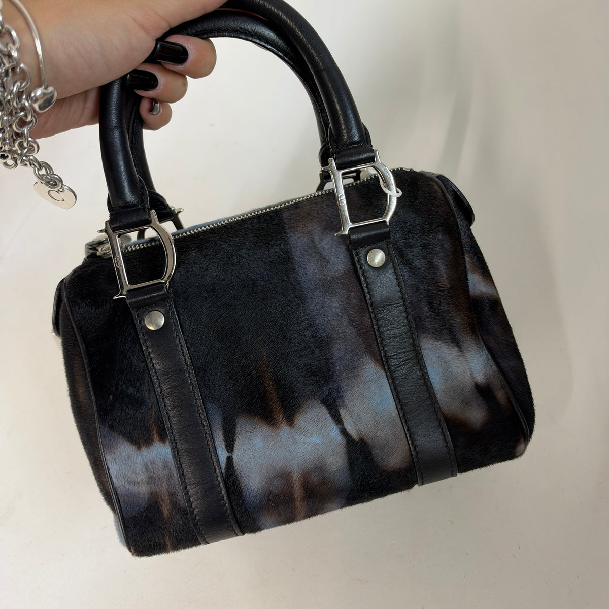 Christian Dior Multicolored Pony-Hair Boston Bag