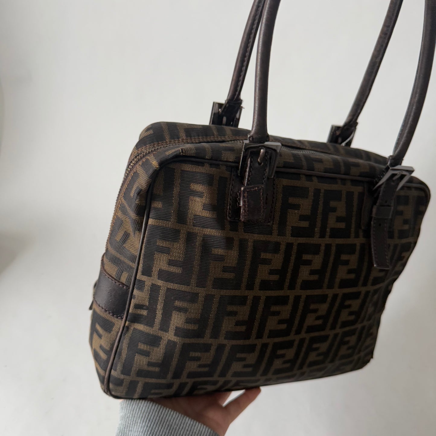 Fendi Brown Zucca Square Shoulder Bag