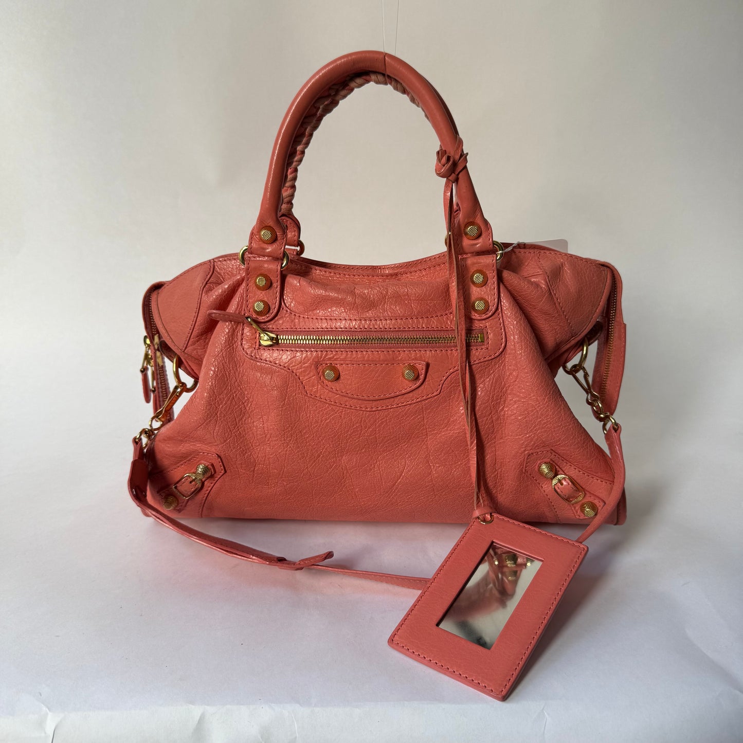 Balenciaga Coral Pink Leather Giant City Bag