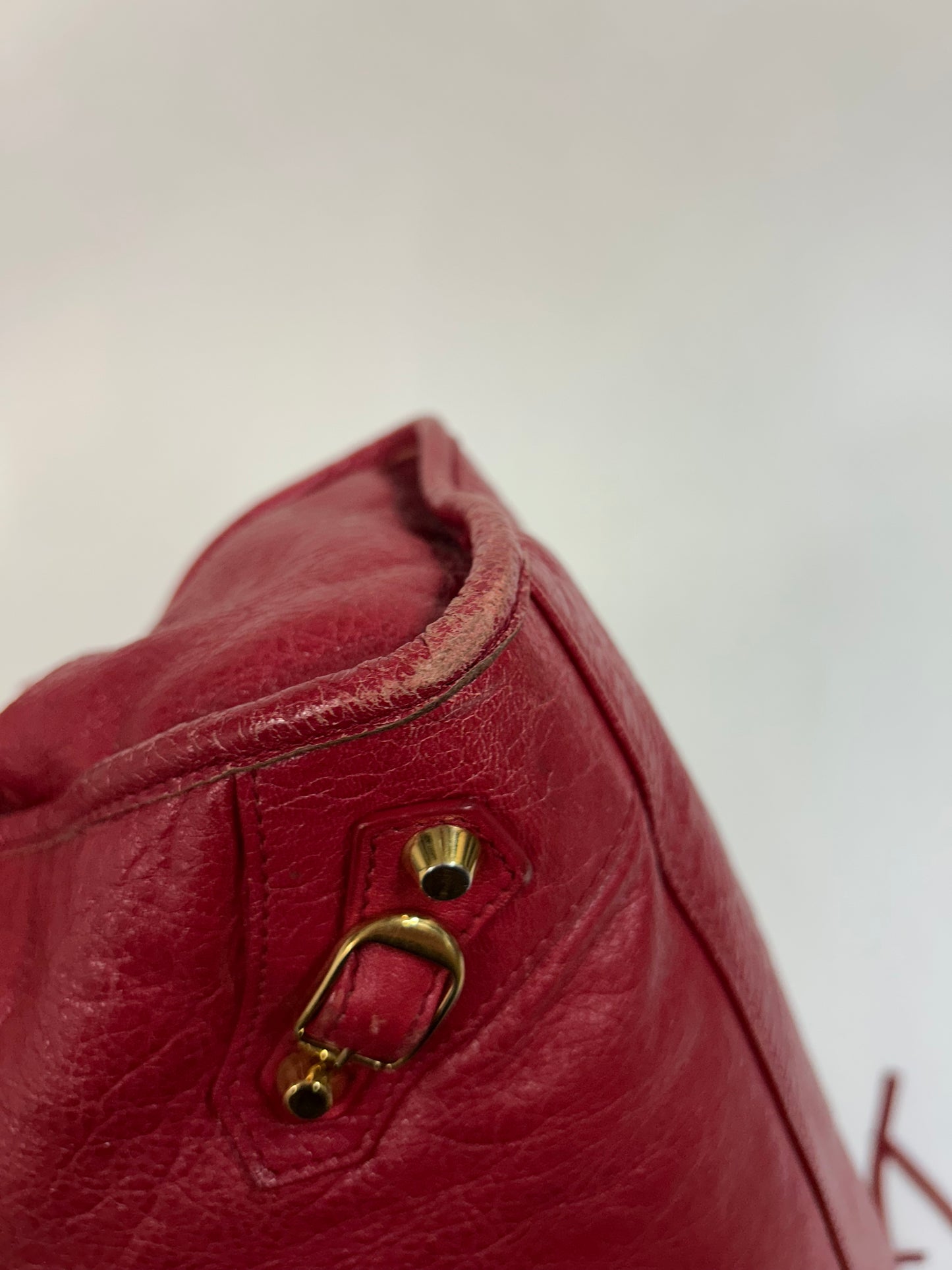 Balenciaga Red Pink Leather City Bag GHW
