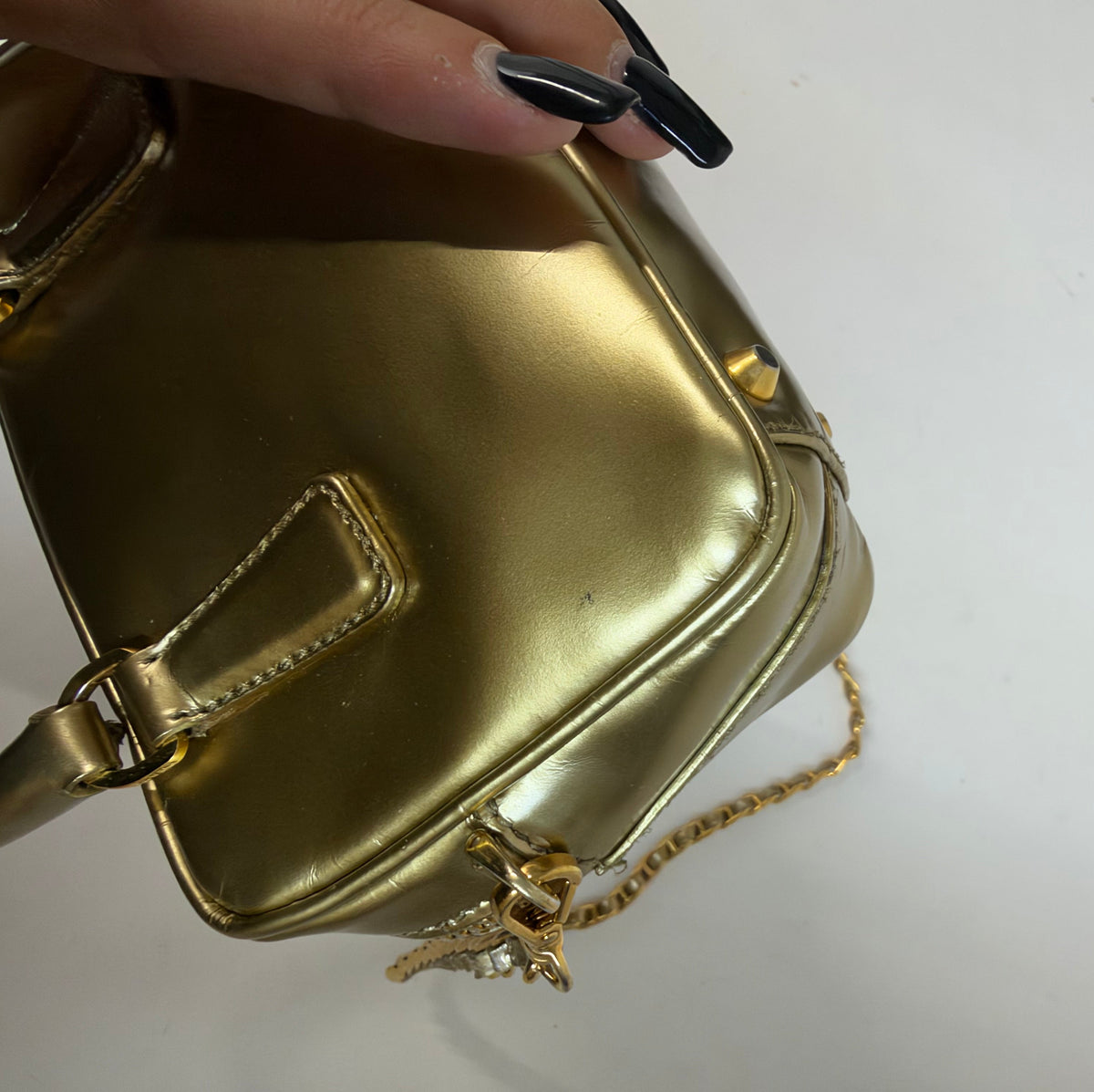 Prada Gold Coated Leather Mini 2-Way Bag