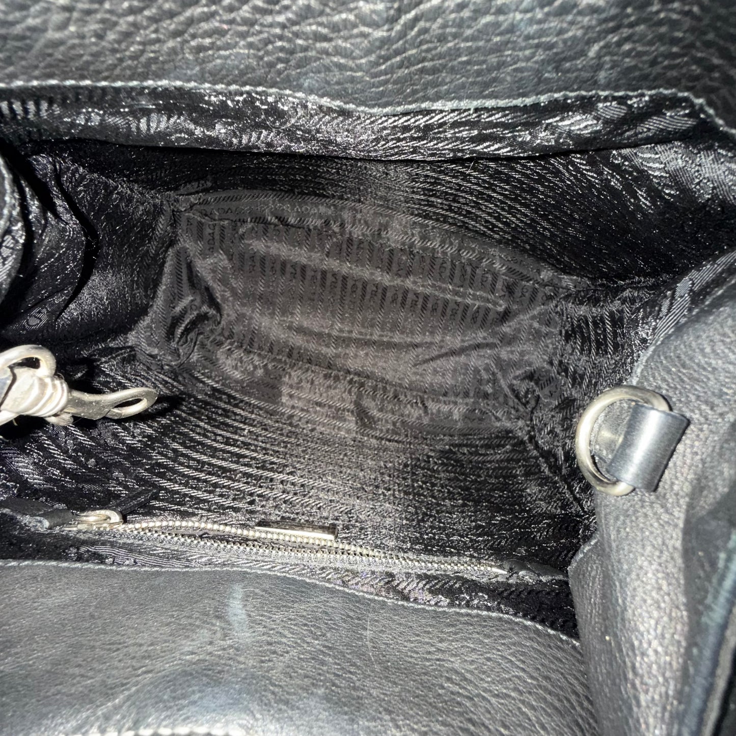 Prada Black Nylon & Leather Top Handle Shoulder Bag