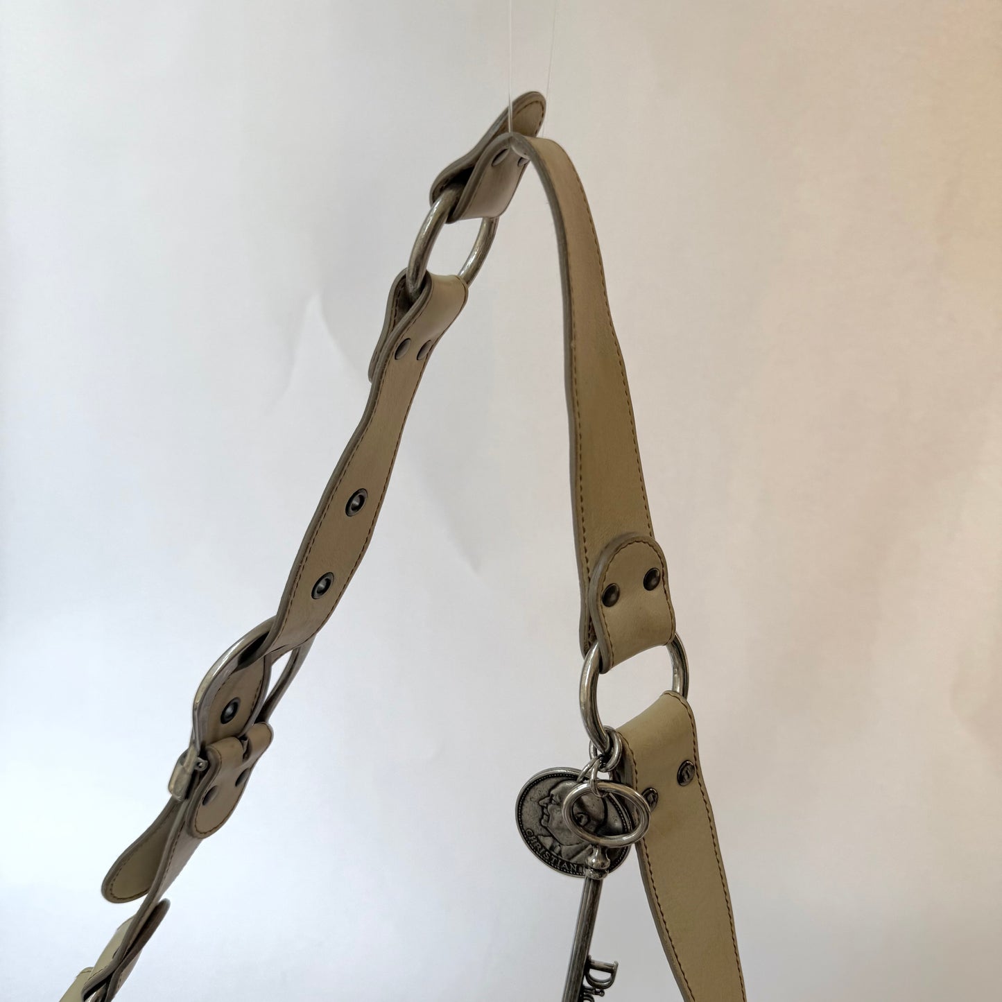 Christian Dior White Gaucho Double Saddle Shoulder Bag