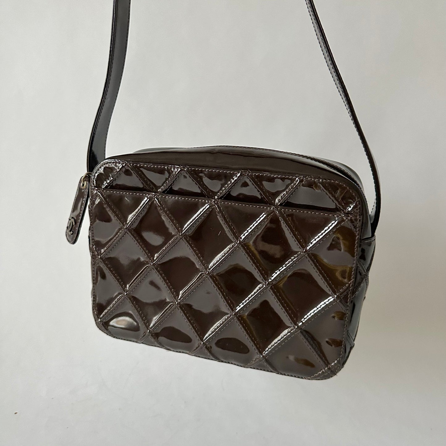 Chanel Dark Brown Patent Leather Shoulder Bag