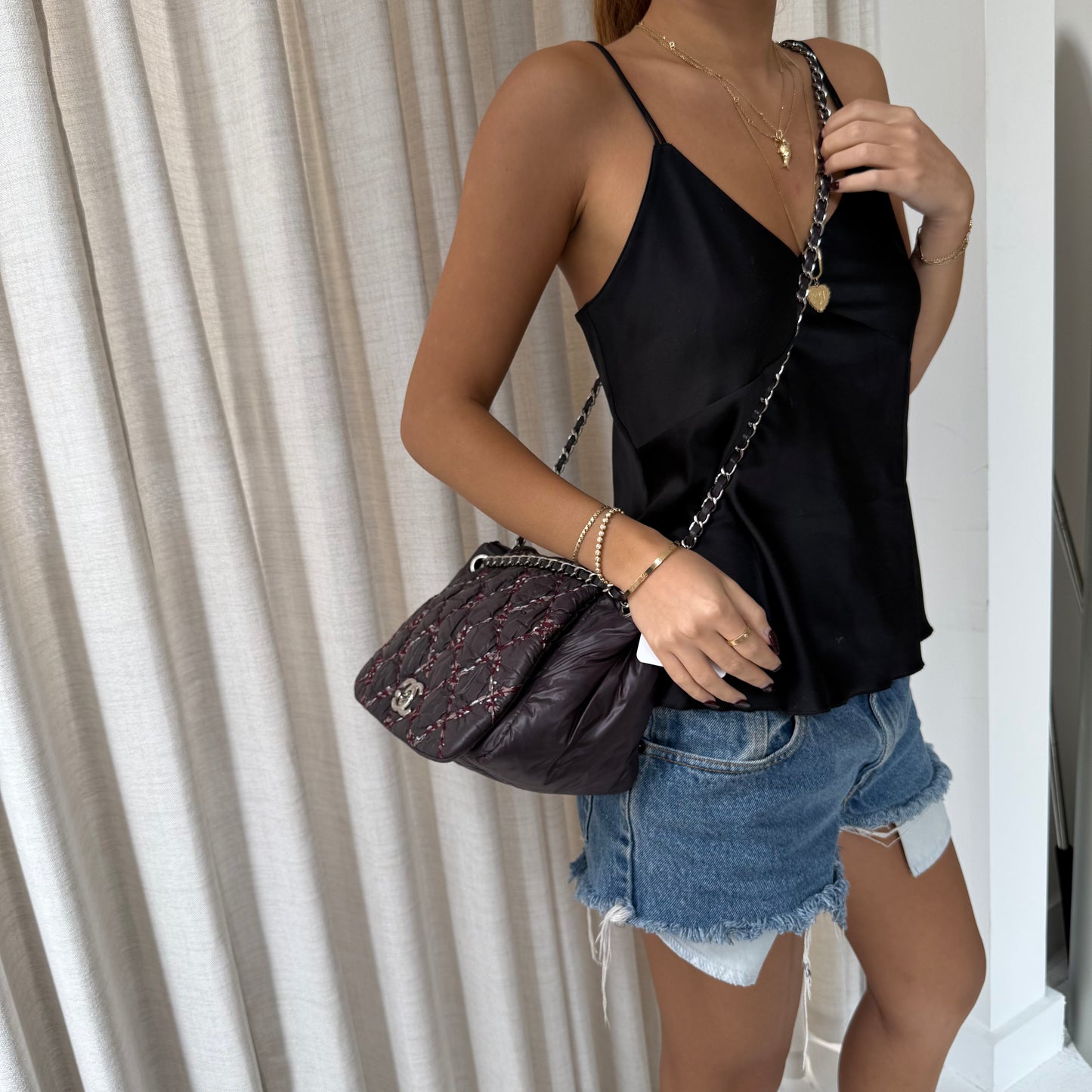Chanel Paris-Byzance Purple Puffy Nylon Wild Stitch Flap