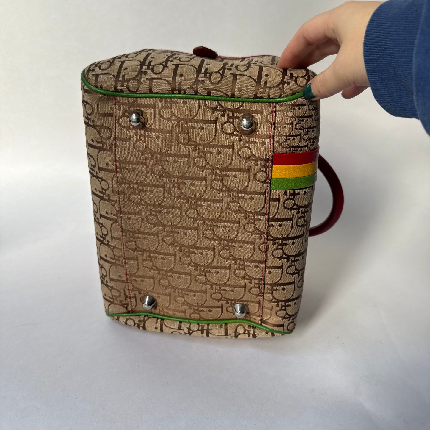 Christian Dior Brown Oblique Monogram Rasta Bowler Bag