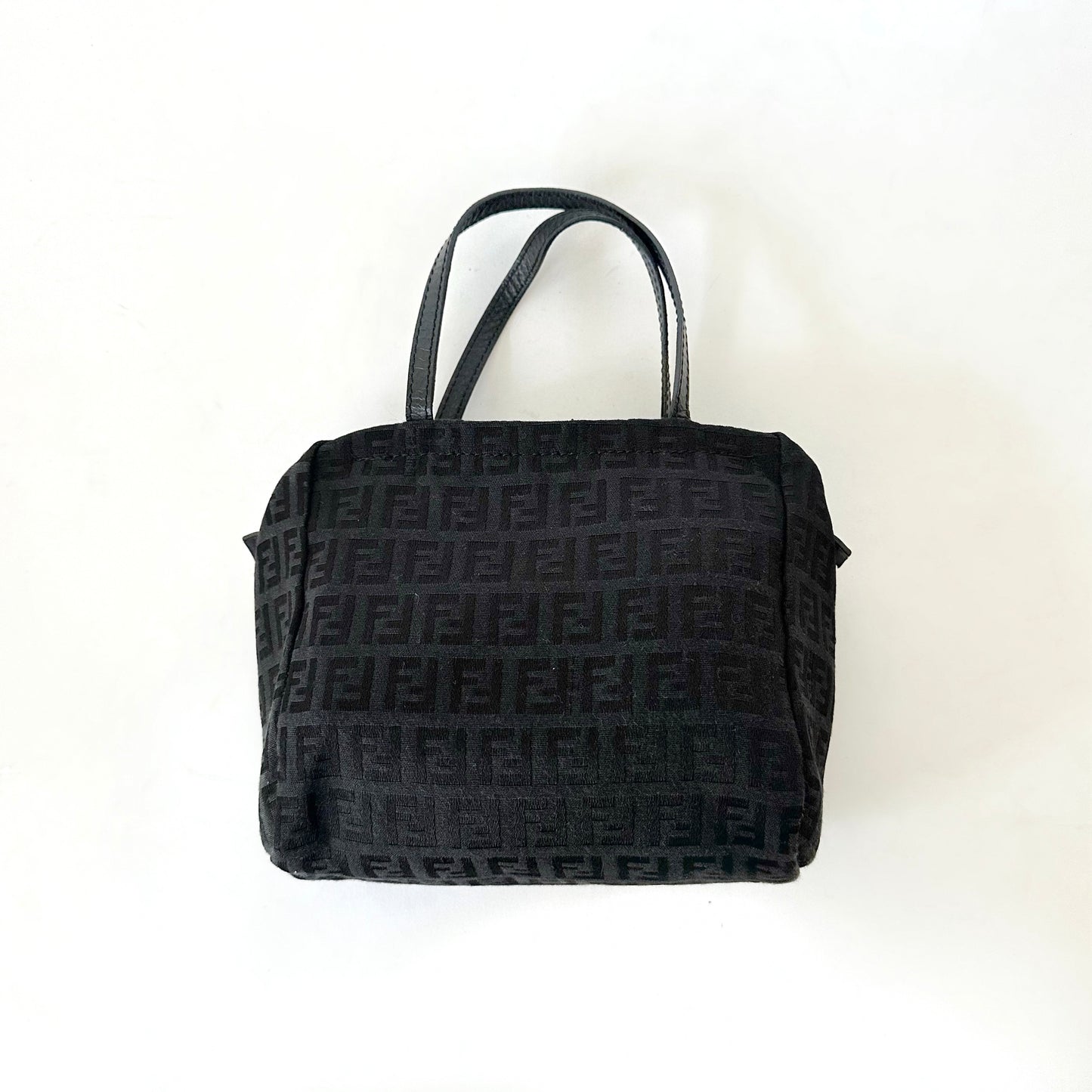 Fendi Black Zucchino Nylon Mini Top Handle Tote