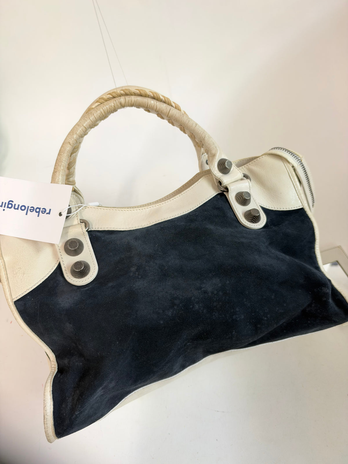 Balenciaga Black Suede & Ivory Leather City Bag
