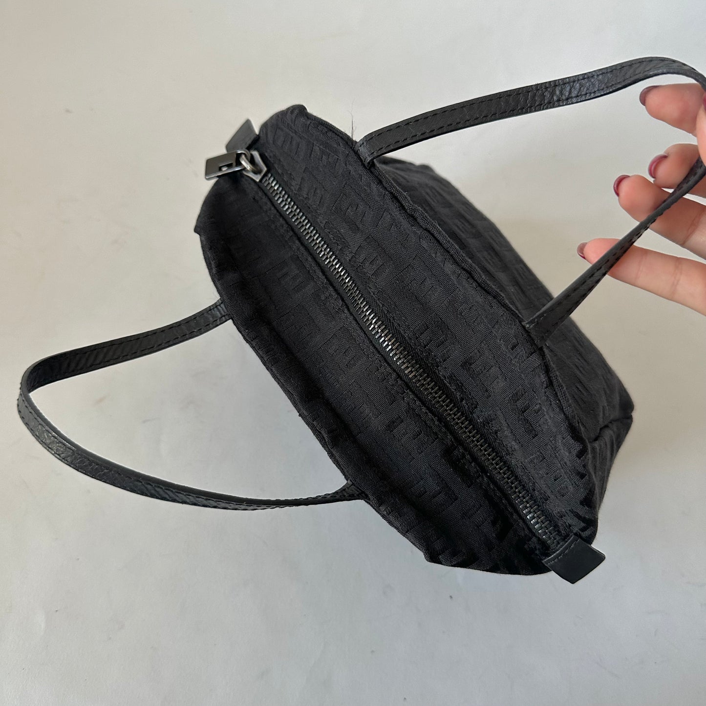 Fendi Black Zucchino Nylon Mini Top Handle Tote
