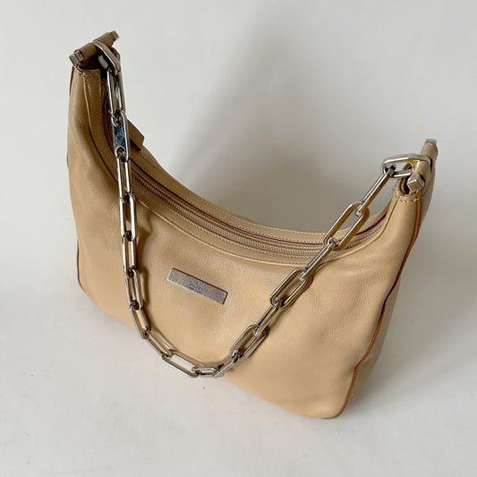 Gucci Beige Lambskin Shoulder Bag w/ Chain Handle