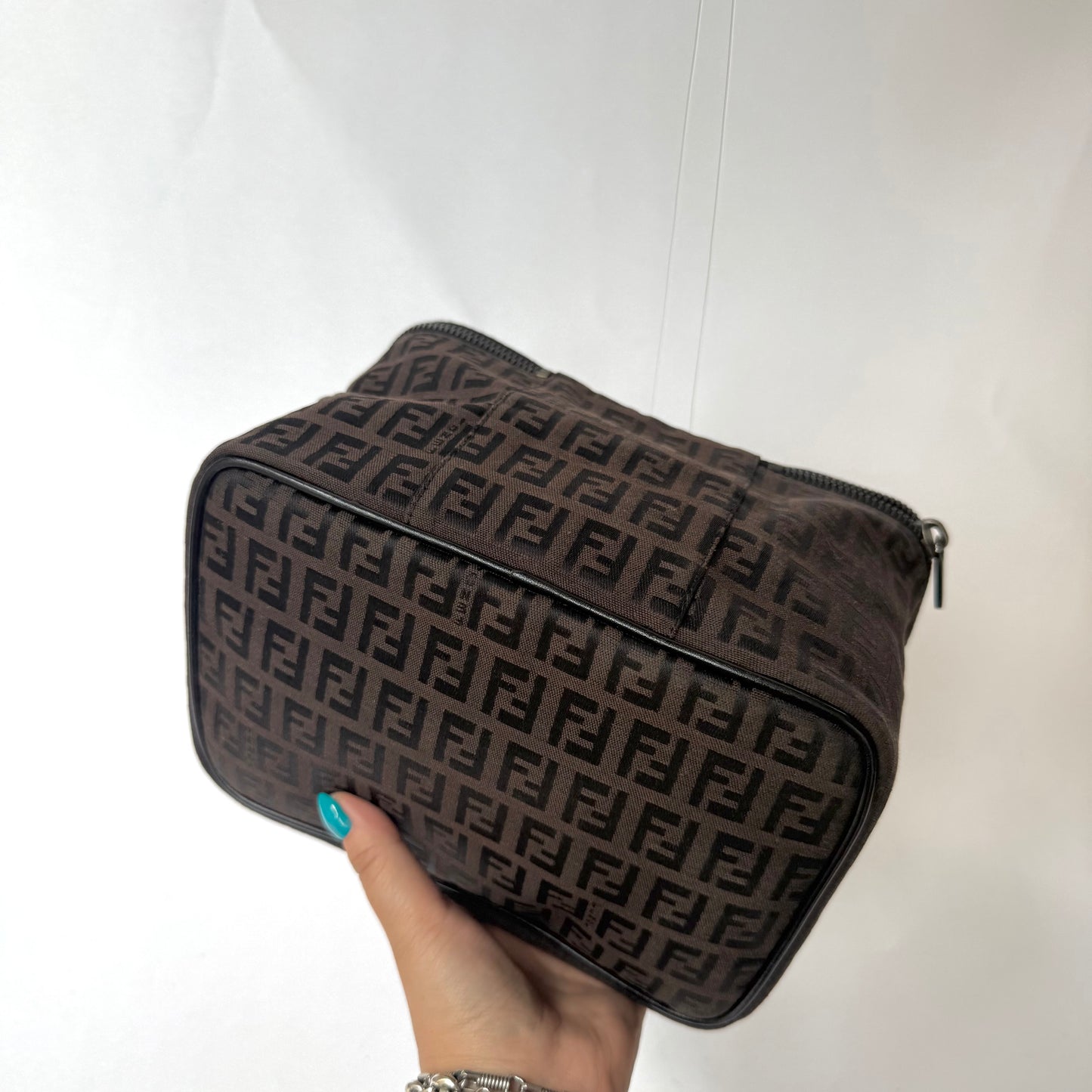 Fendi Brown Zucchino Canvas Vanity Bag