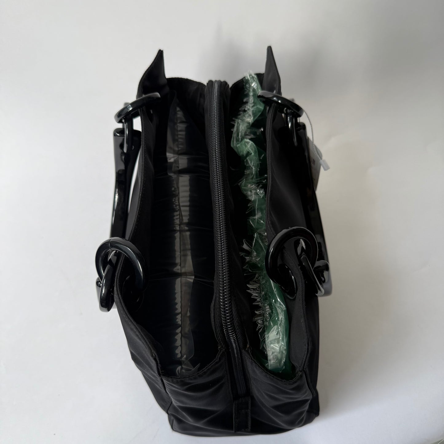 Prada Black Nylon Black Acrylic Handle Tote Bag