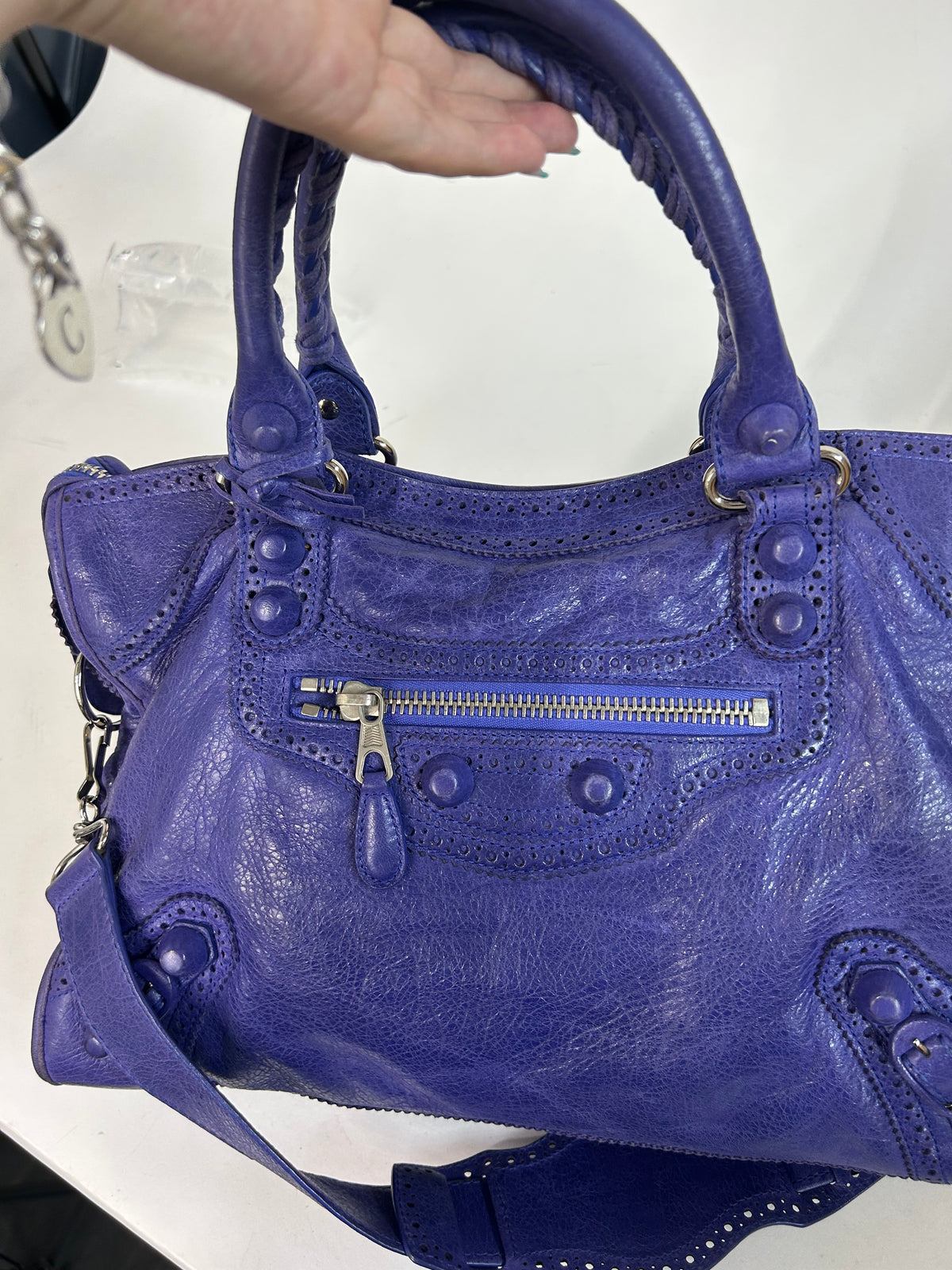 Balenciaga Purple Brogues City Bag