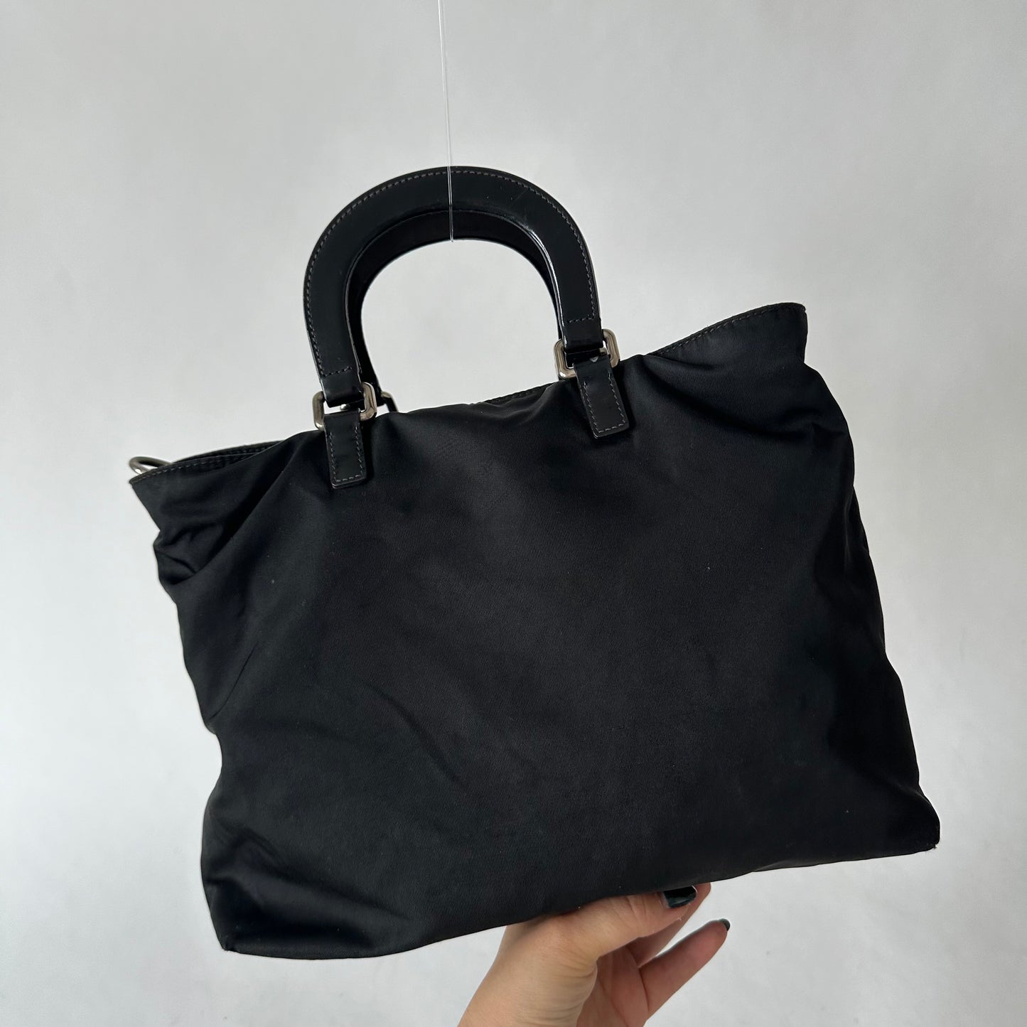 Prada Black Nylon Tessuto Top Handle Bag
