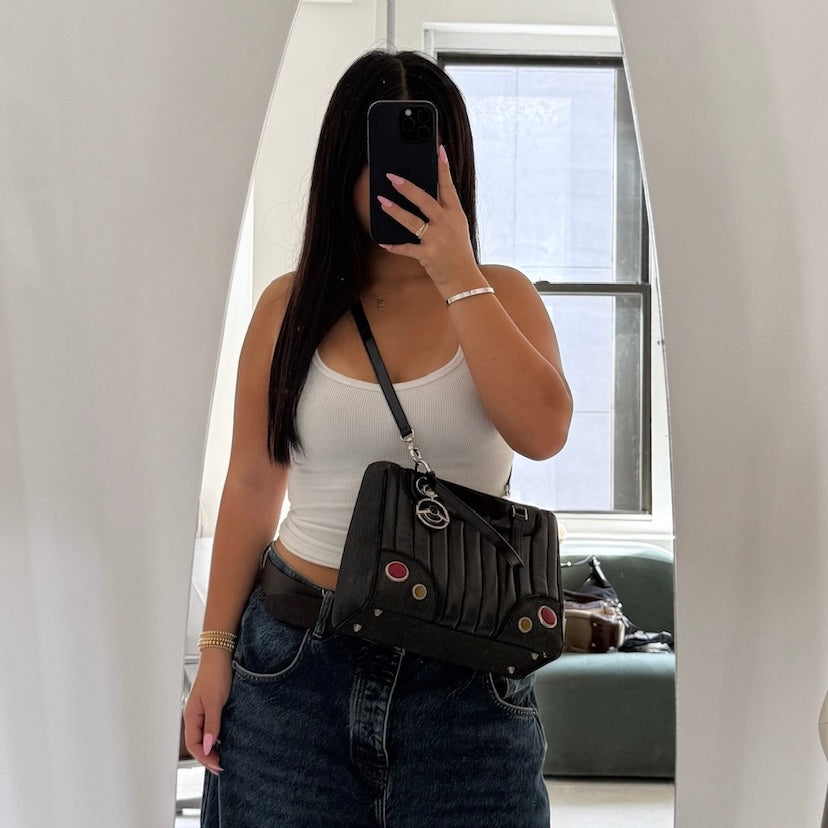 Christian Dior Cadillac Black Shoulder Leather Bag