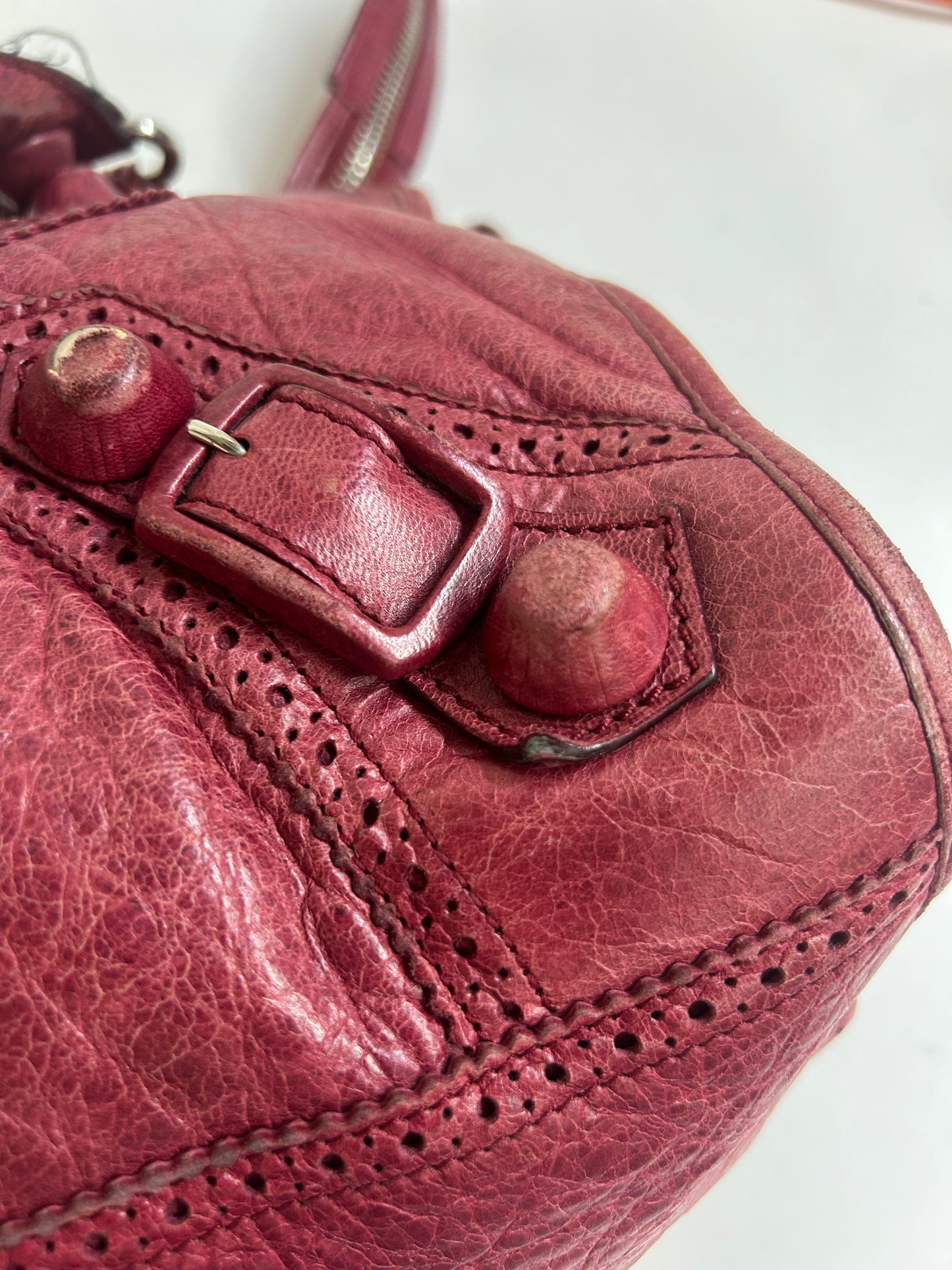 Balenciaga Red Leather Brogues Giant City Bag