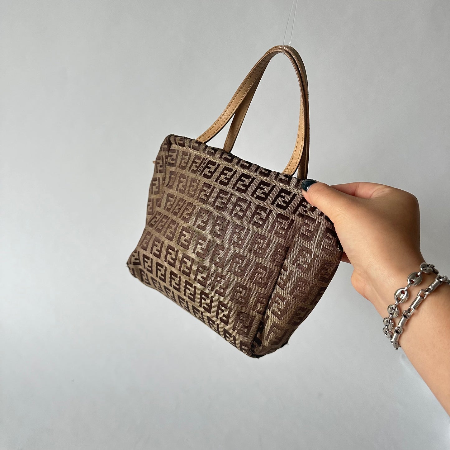 Fendi Brown Zucchino Mini Top Handle Bag