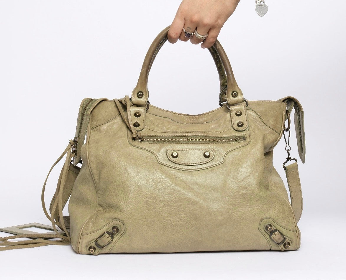 Balenciaga Matcha Green Leather "Velo" City Bag