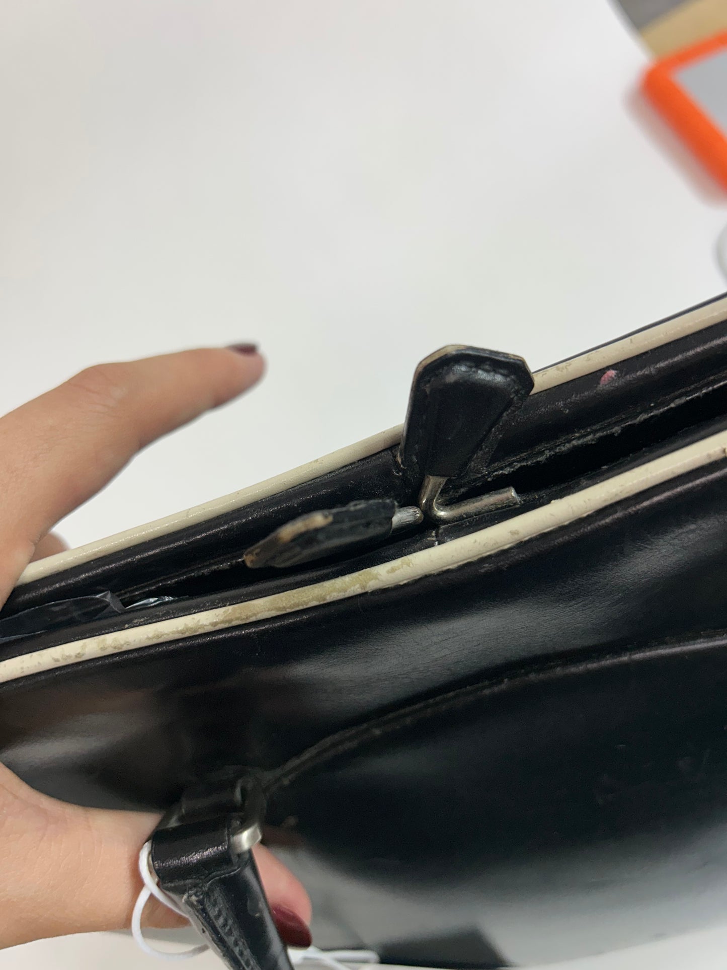 Prada Black & White Leather Top Handle Tote Bag