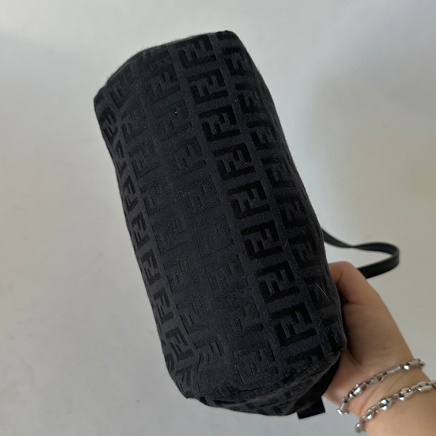 Fendi Black Zucchino Nylon Mini Top Handle Tote