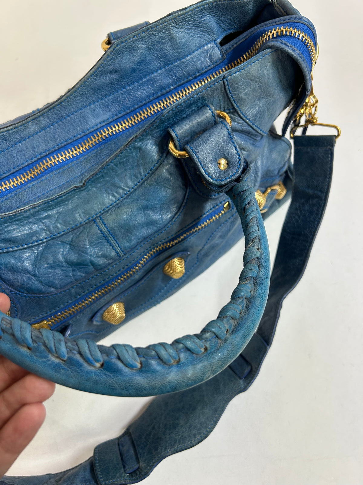 Balenciaga Blue Part Time City Bag w/ Gold Hardware
