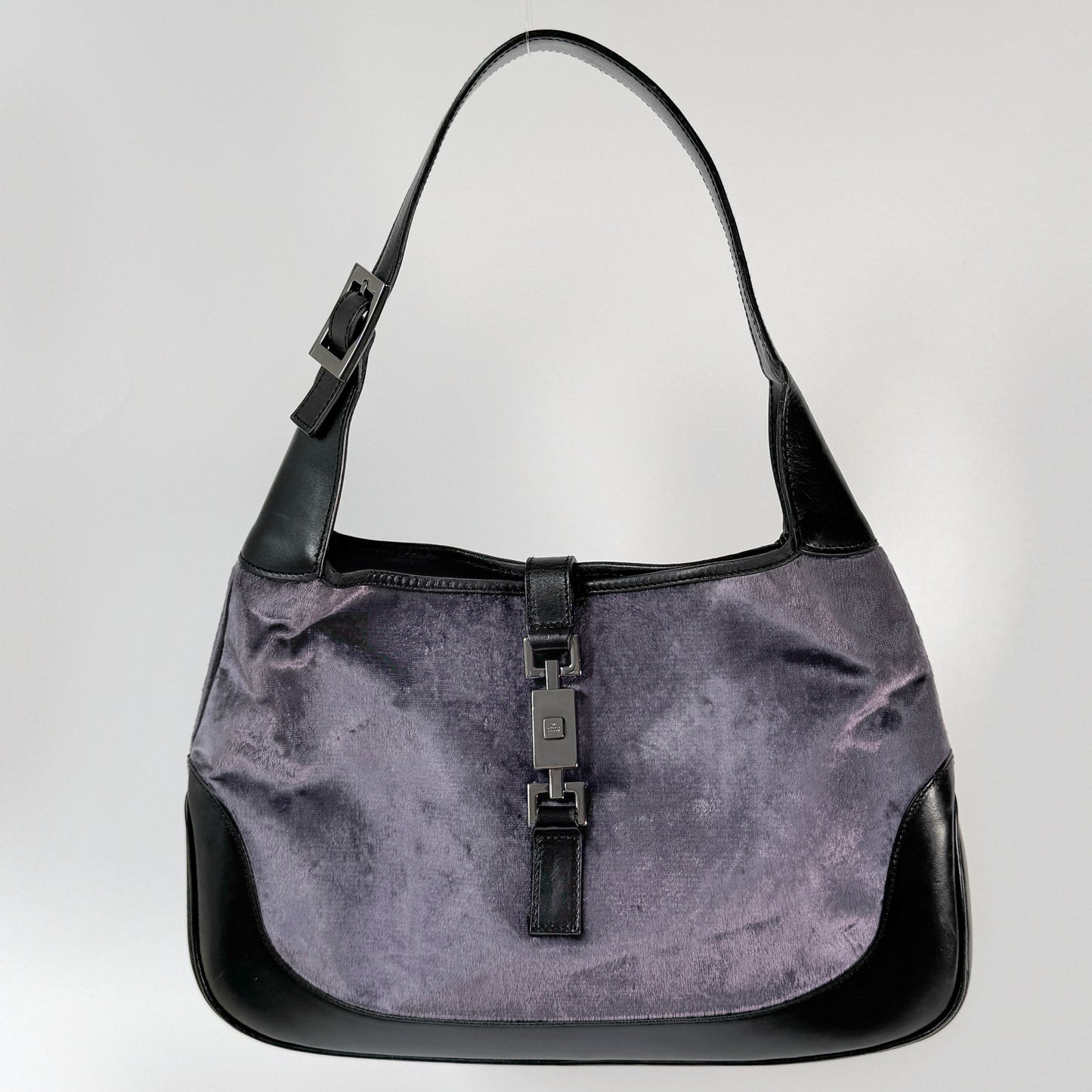 Gucci Purple Velour Jackie Bardot Shoulder Bag
