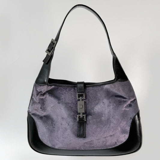 Gucci Purple Velour Jackie Bardot Shoulder Bag