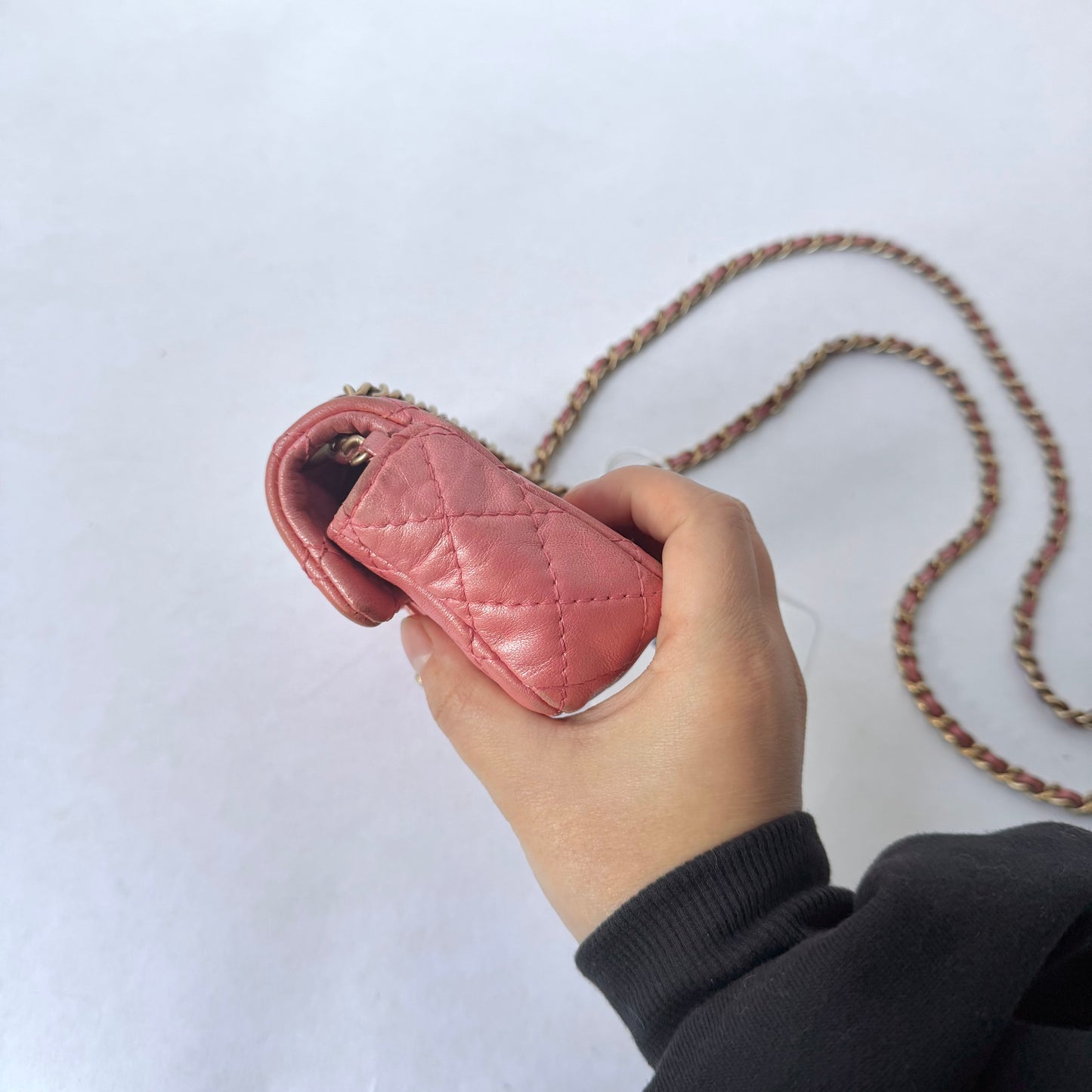 Chanel Pink Micro Mini Rhinestone Flap Crossbody Bag