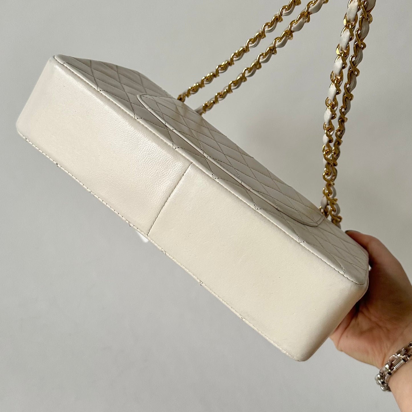 Chanel Vintage White Classic Double Flap 24K GPHW