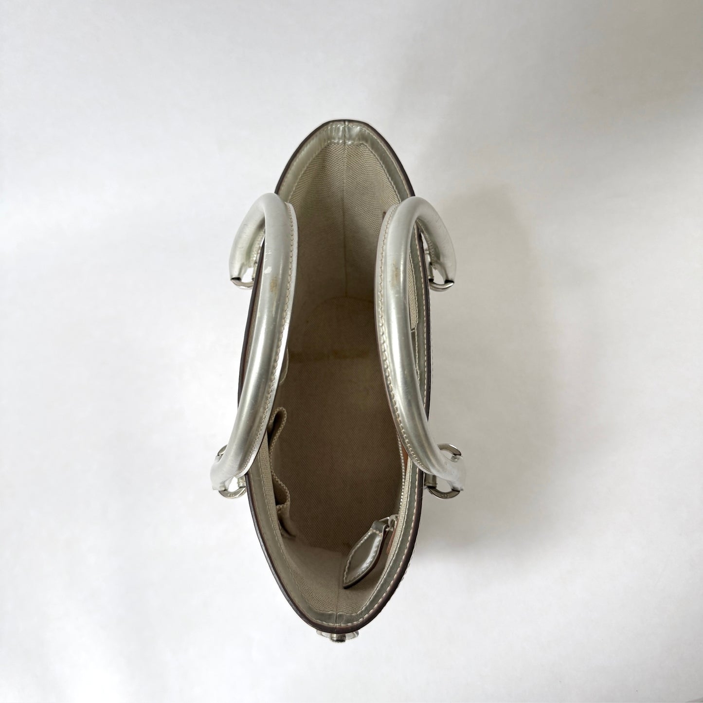 Christian Dior Silver Oblique Monogram Metallic Patent Leather Ultimate Tote