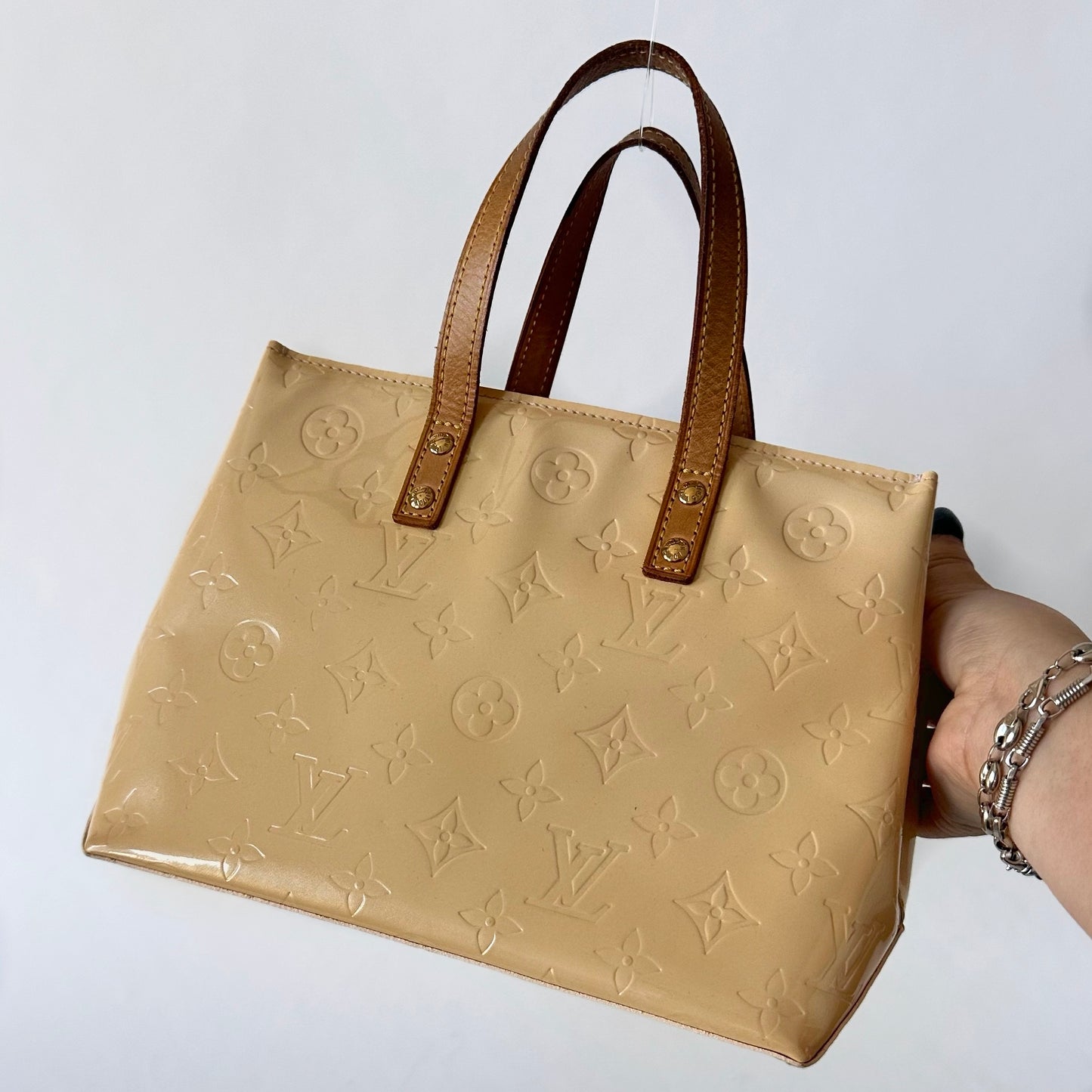 Louis Vuitton Beige Vernis Patent Leather Monogram Reade PM Mini Tote