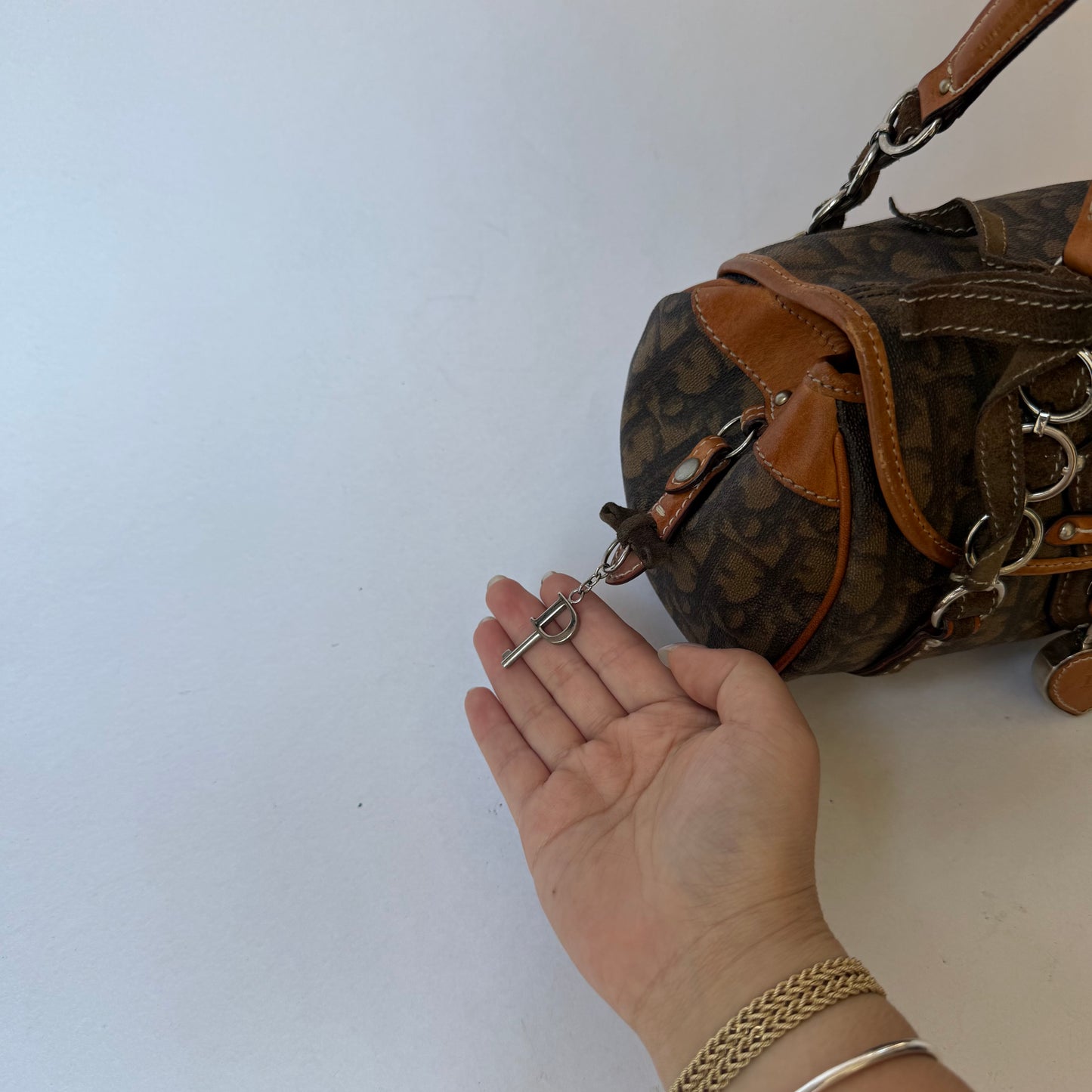 Christian Dior Brown Trotter Romantique Shoulder Bag w/ Lock