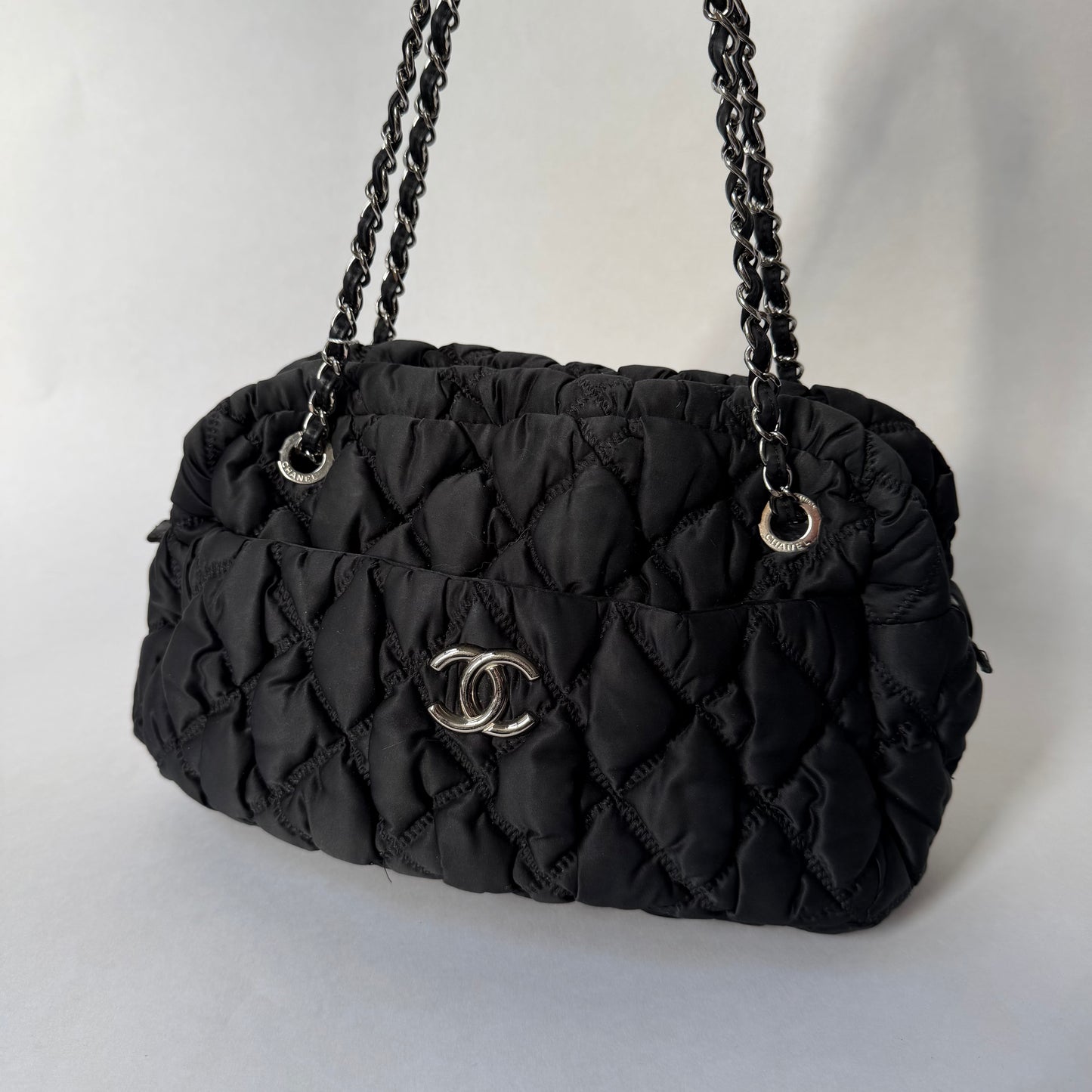 Chanel Black Bubble Quilted Shoulder Bag