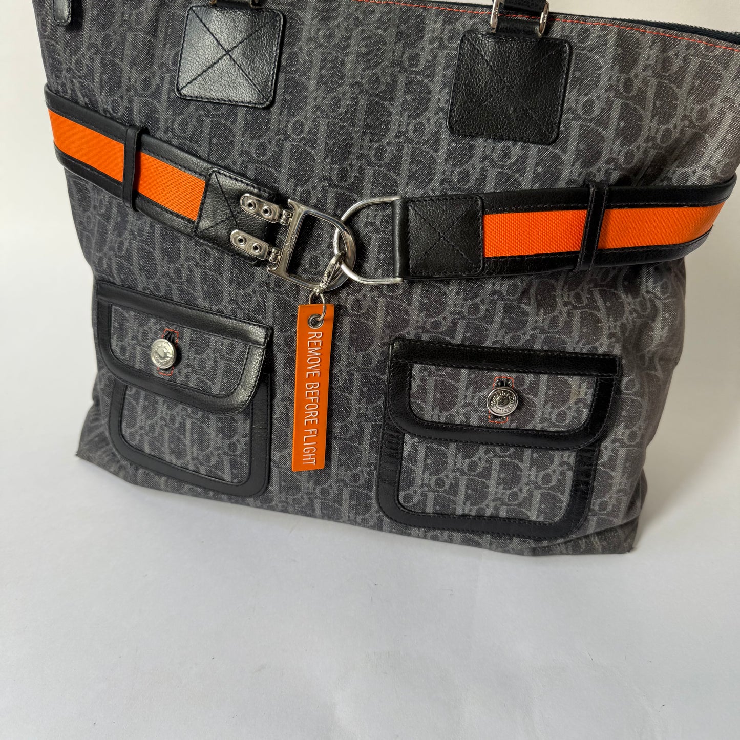 Christian Dior Large Navy Trotter Flight Travel Tote Bag