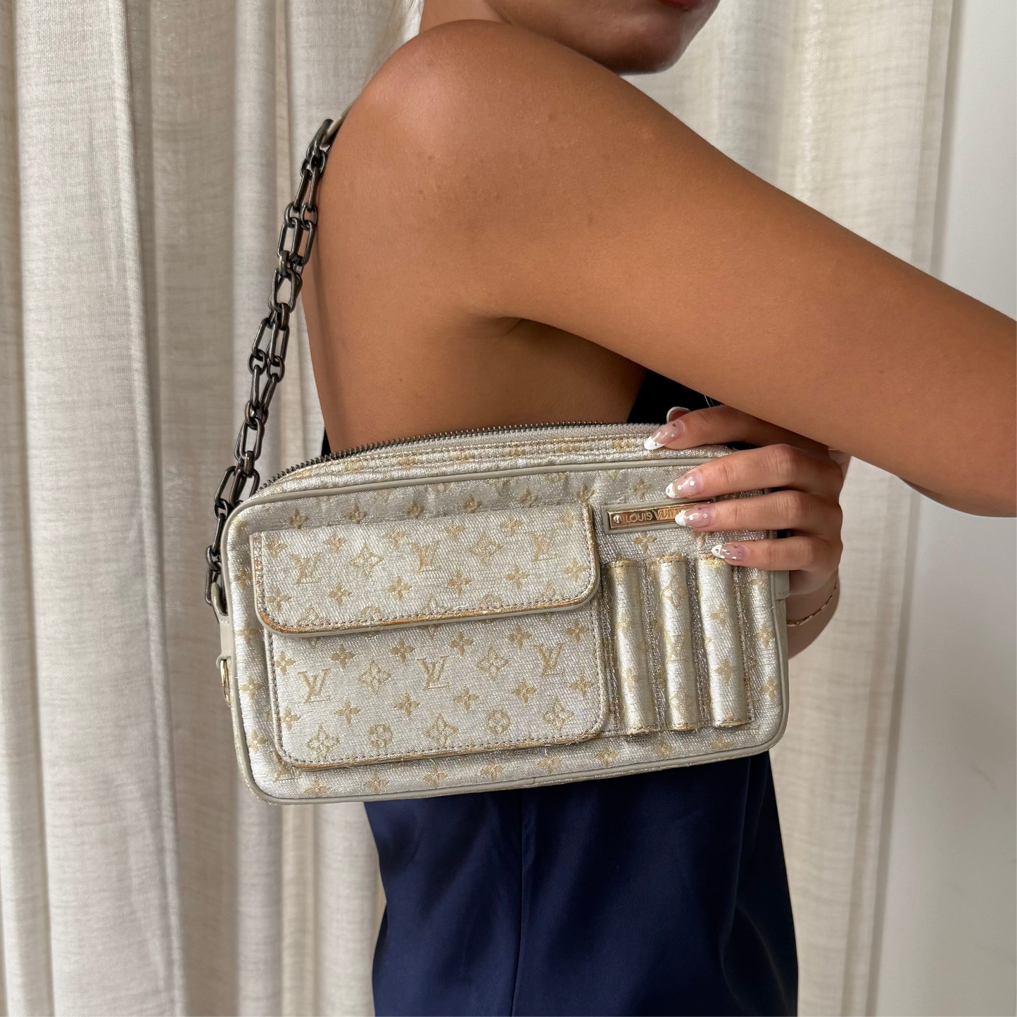 Louis Vuitton Silver Monogram McKenna Shoulder Bag