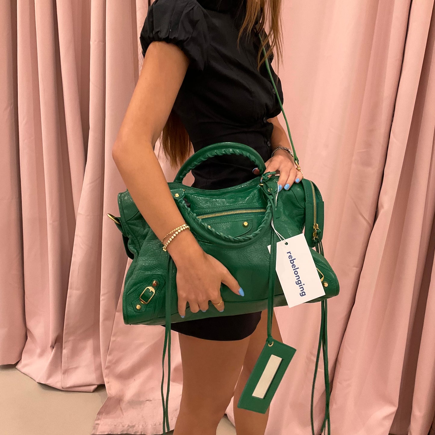Balenciaga Green City Bag w/ Gold Hardware