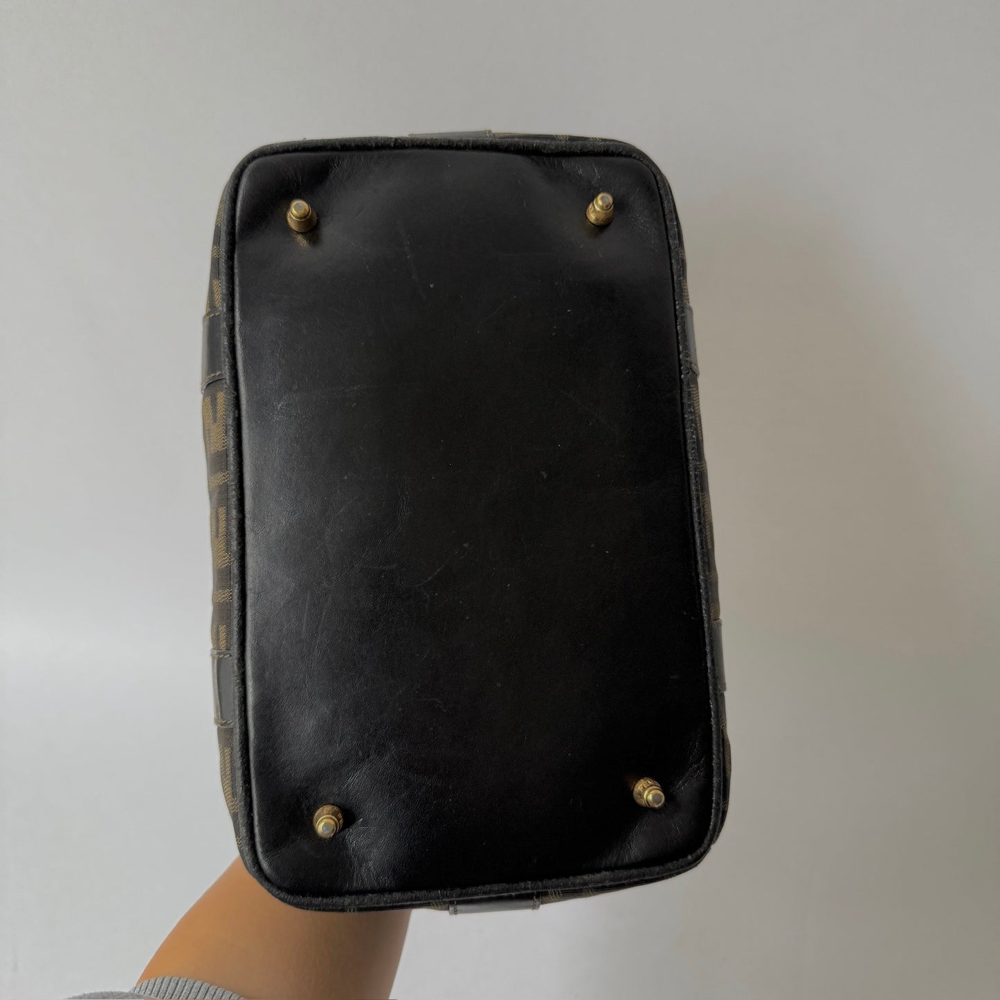 Fendi Brown Zucca Canvas Clip Top Tote Bag