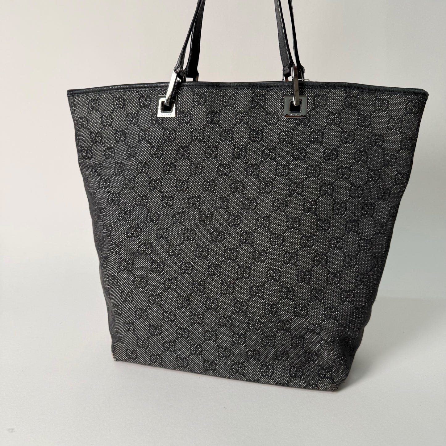 Gucci Black Denim Monogram Tote Bag