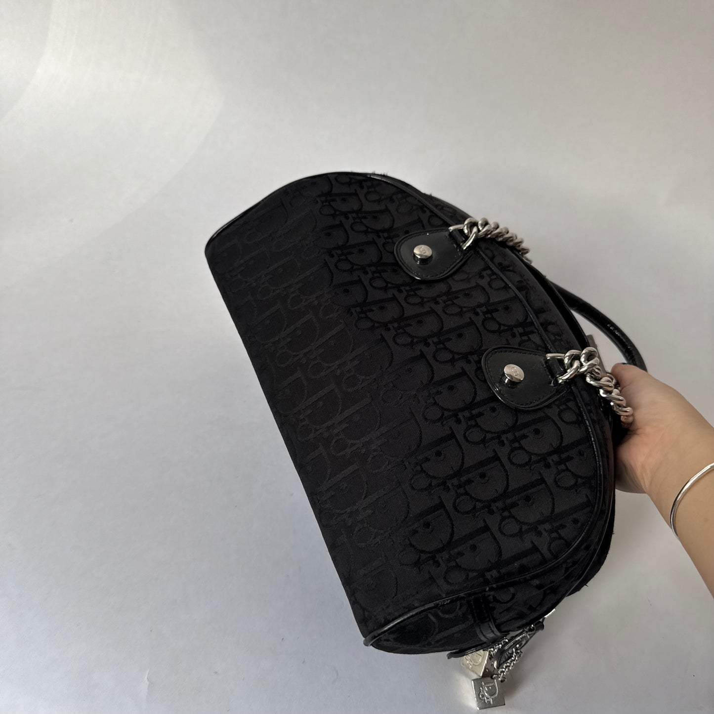 Christian Dior Black Trotter Gambler Dice Bowler Shoulder Bag