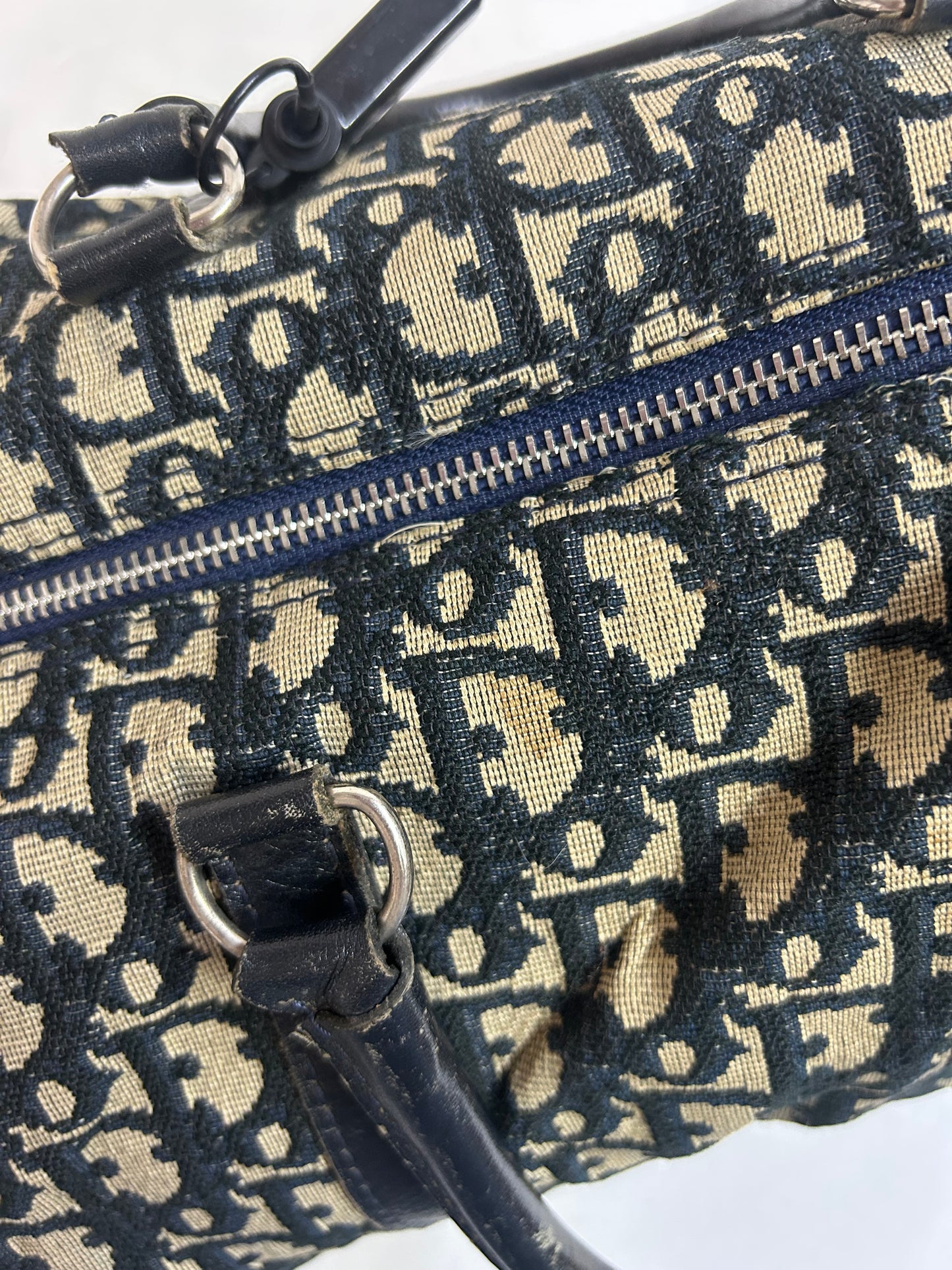 Christian Dior Trotter Monogram Navy Boston Bag