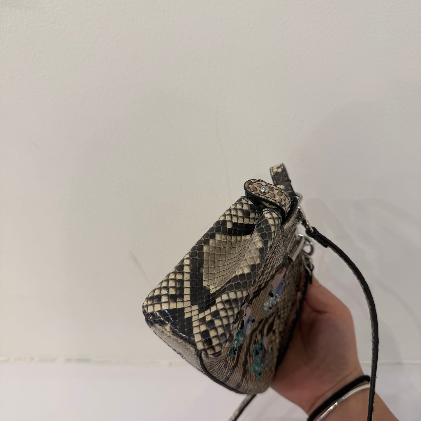 Fendi Brown Multicolored Python Leather Mini Peekaboo Bag