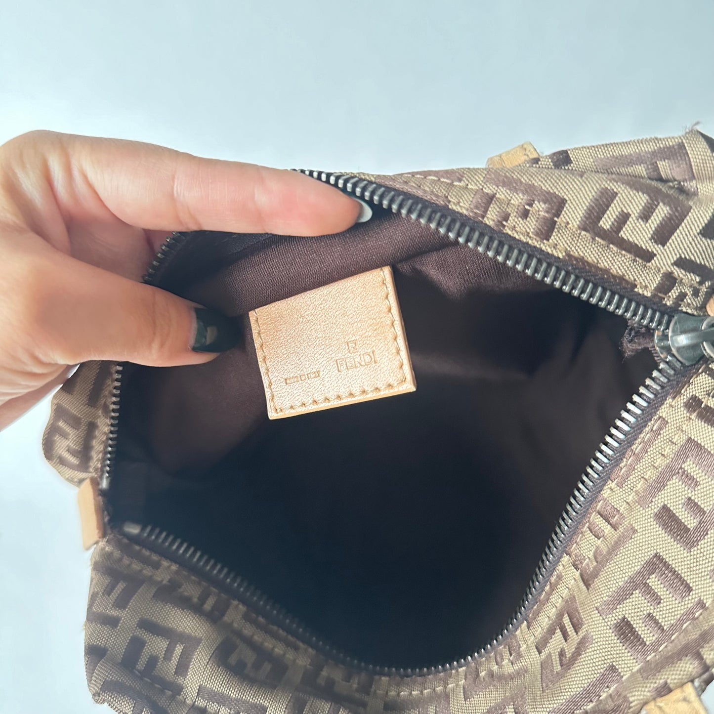 Fendi Brown Zucchino Mini Top Handle Bag