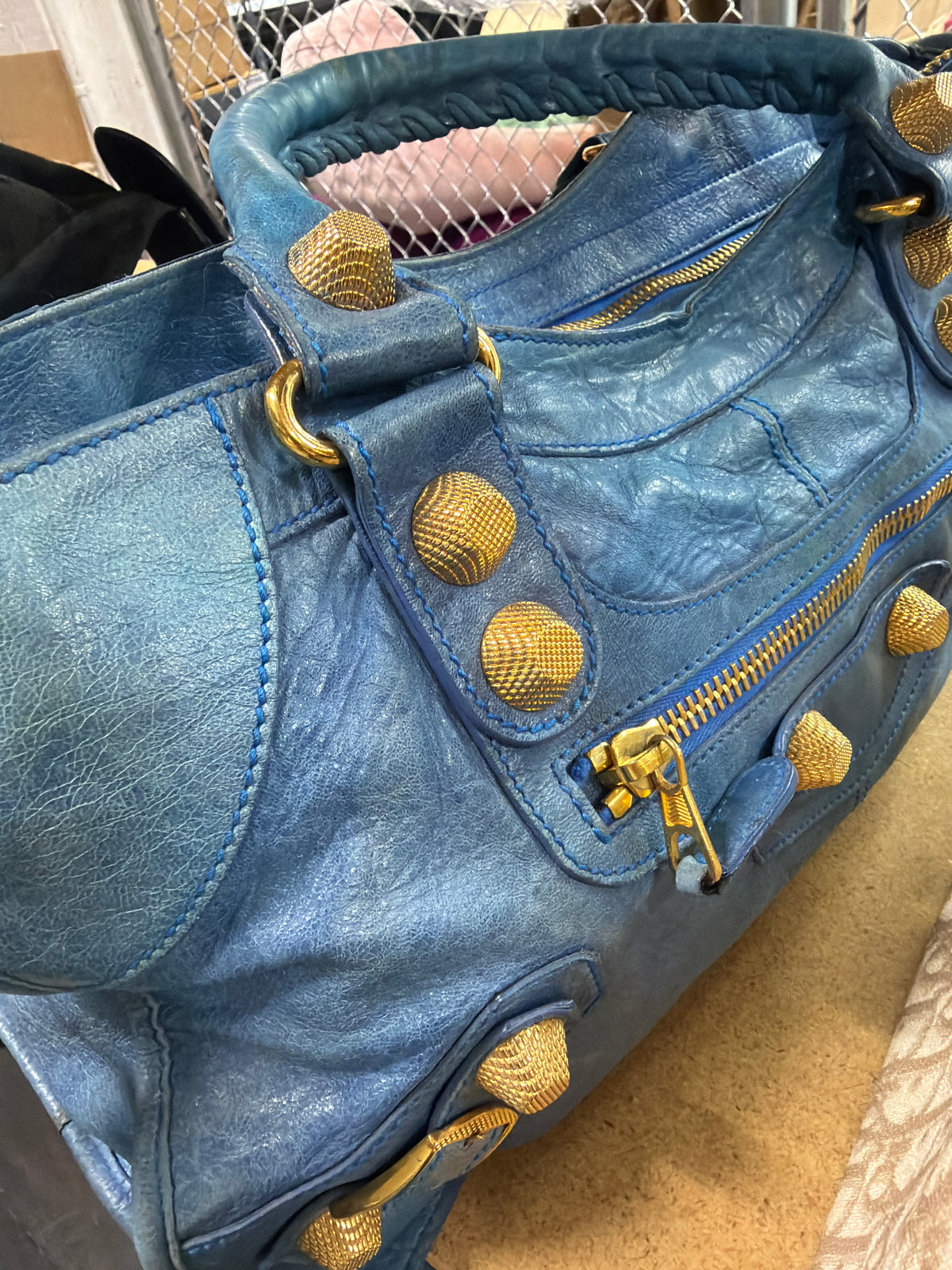 Balenciaga Blue Part Time City Bag w/ Gold Hardware
